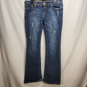 Ariya Women Jeans Size 11/12 Bootcut Blue  Embroidered Pocket Distressed